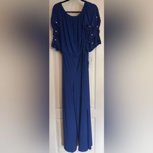MSK Royal Blue Jumpsuit with Pearl Accents
